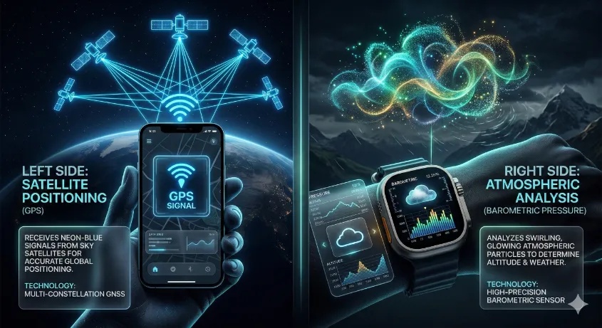 Comparison of GPS signals vs barometric pressure sensor